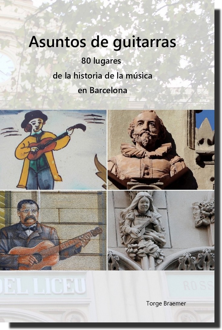 cubierta delante del libro `Asuntos de guitarras, fotos de figuras de guitarristas