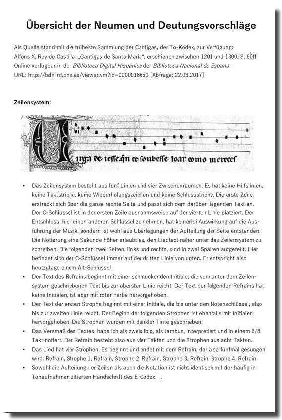 Beispielseiten aus den Notenheften `Lieder des Mittelalters´