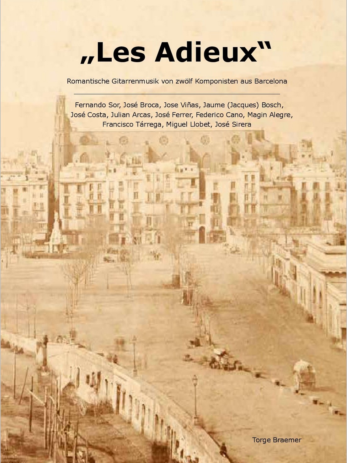 Buchcover, Stadtkulisse Barcelona vom Meer Richtung Innenstadt, Foto um 1900 